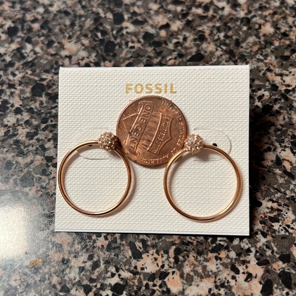 🆕 Fossil Rose Gold-Tone Stainless Steel Drop Earrings (NWT) - Picture 5 of 6